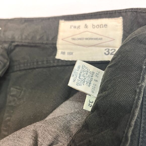 Rag & Bone Jeans Mens 32X34 Green Fatigue Cotton RB 15X Slim Straight Button Fly - Picture 2 of 11